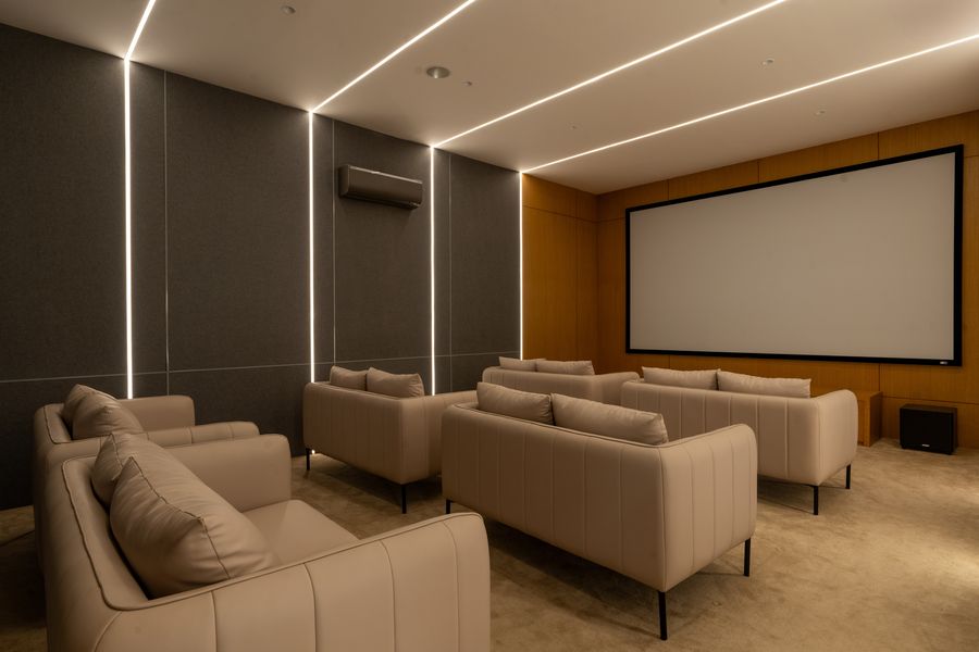 Glass-enclosed meeting room