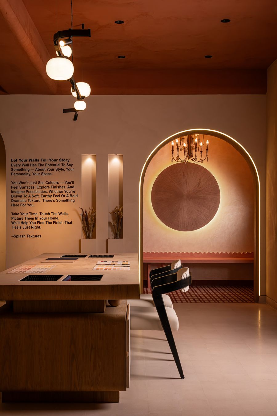 Consultation nook with pendant lighting