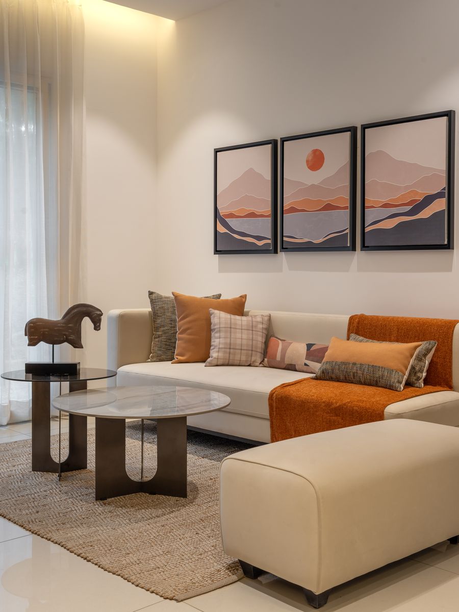 Living room seating in the 2BHK residence
